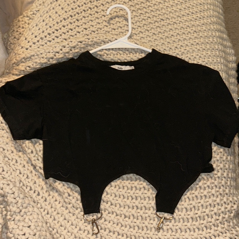 Black Adika Crop Top with Buckles